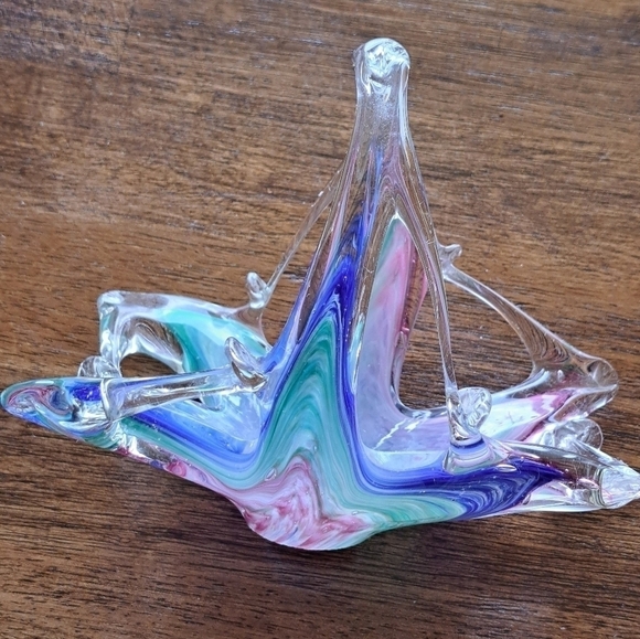 Murano Other - Vintage Italian Murono Lavorazione Arte Small Glass Art Dish Candy Dish Rare